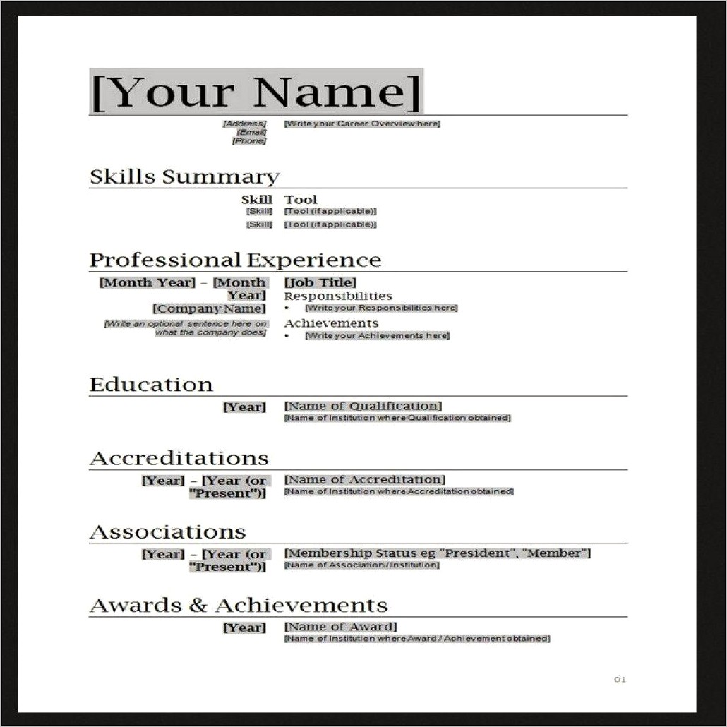 Resume Examples Using Microsoft Word