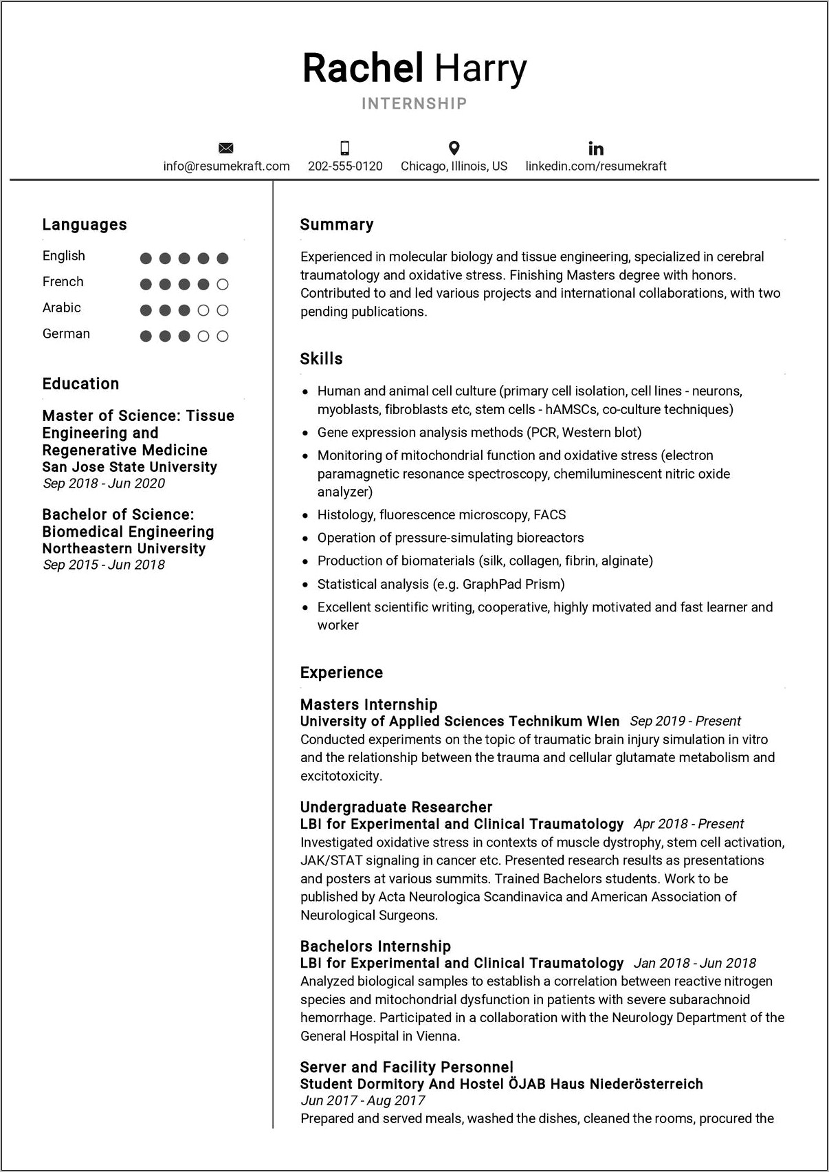 Resume Examples With Biology Degree