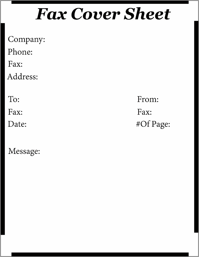 Resume Fax Cover Sheet Example