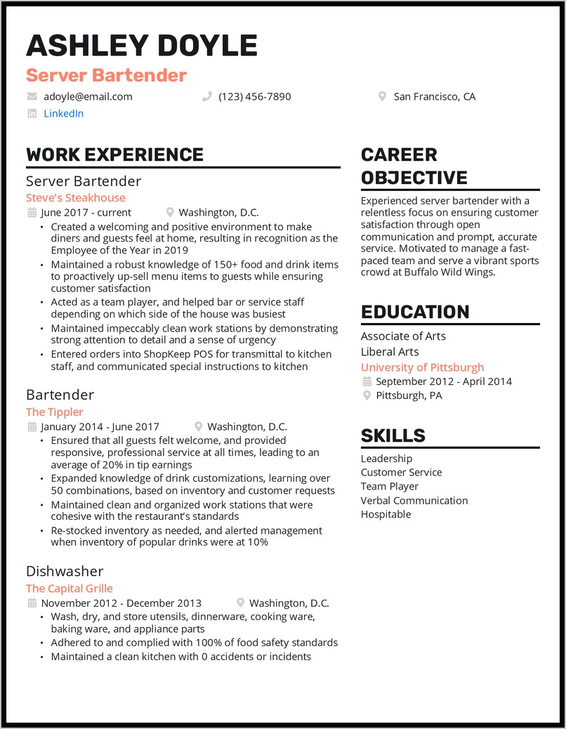 Resume For A Cook Objectives