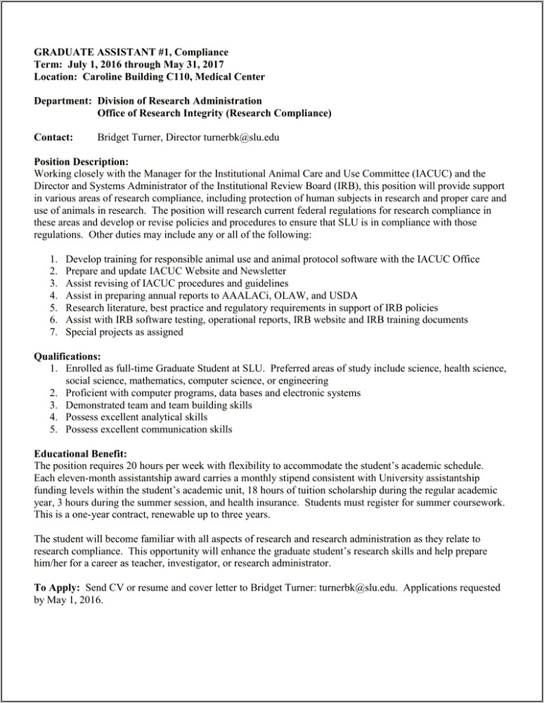 Resume For Clinical Manager Irb