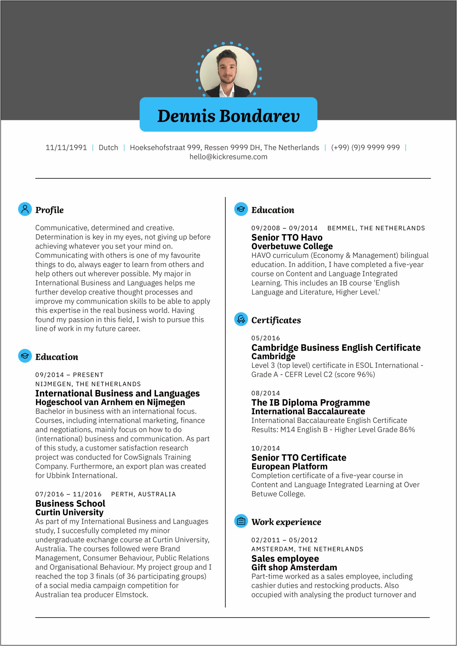 Resume For International Business Management