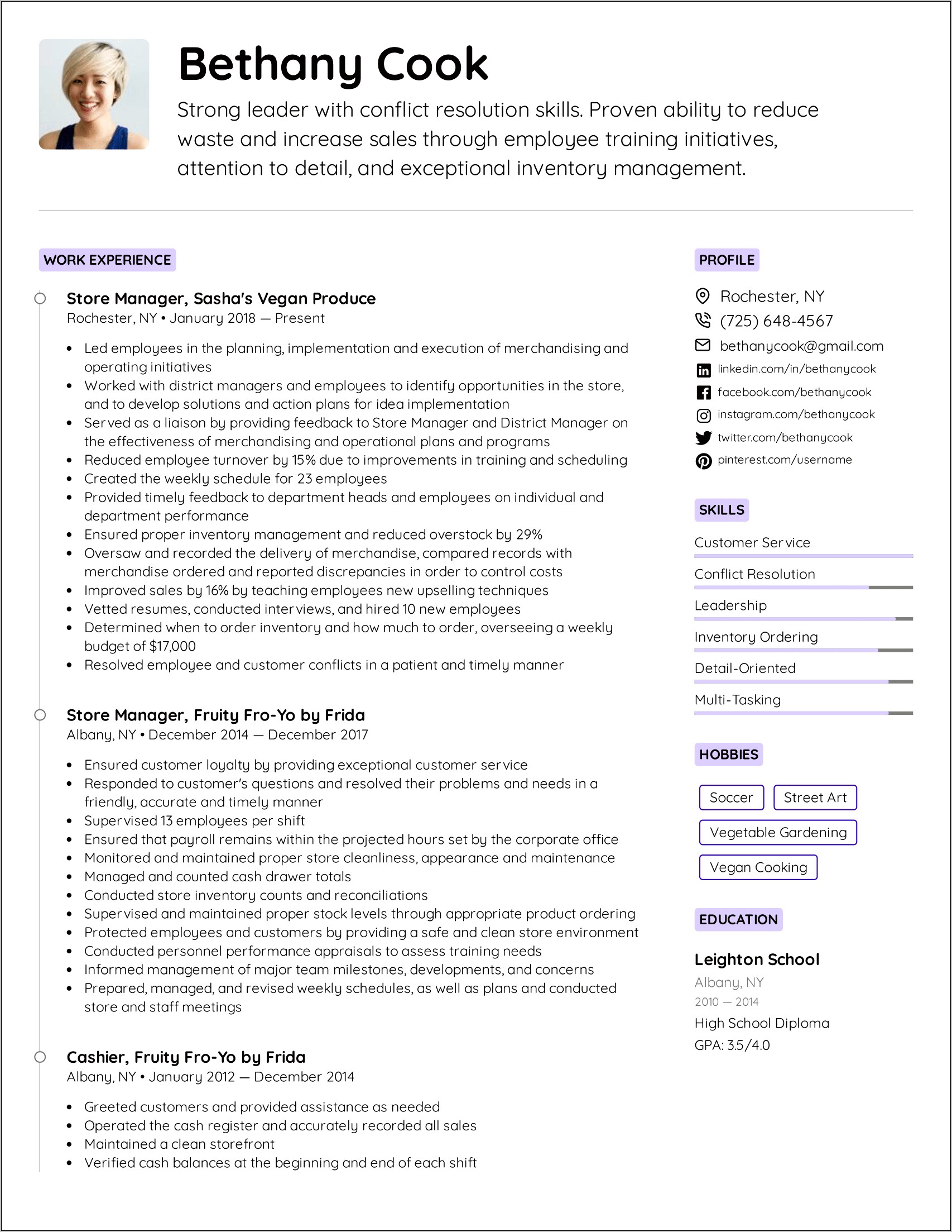 Resume For Restaurant Manager Examples