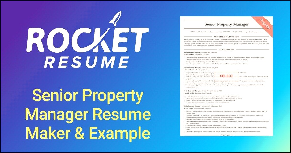 Resume For Senior Property Manager