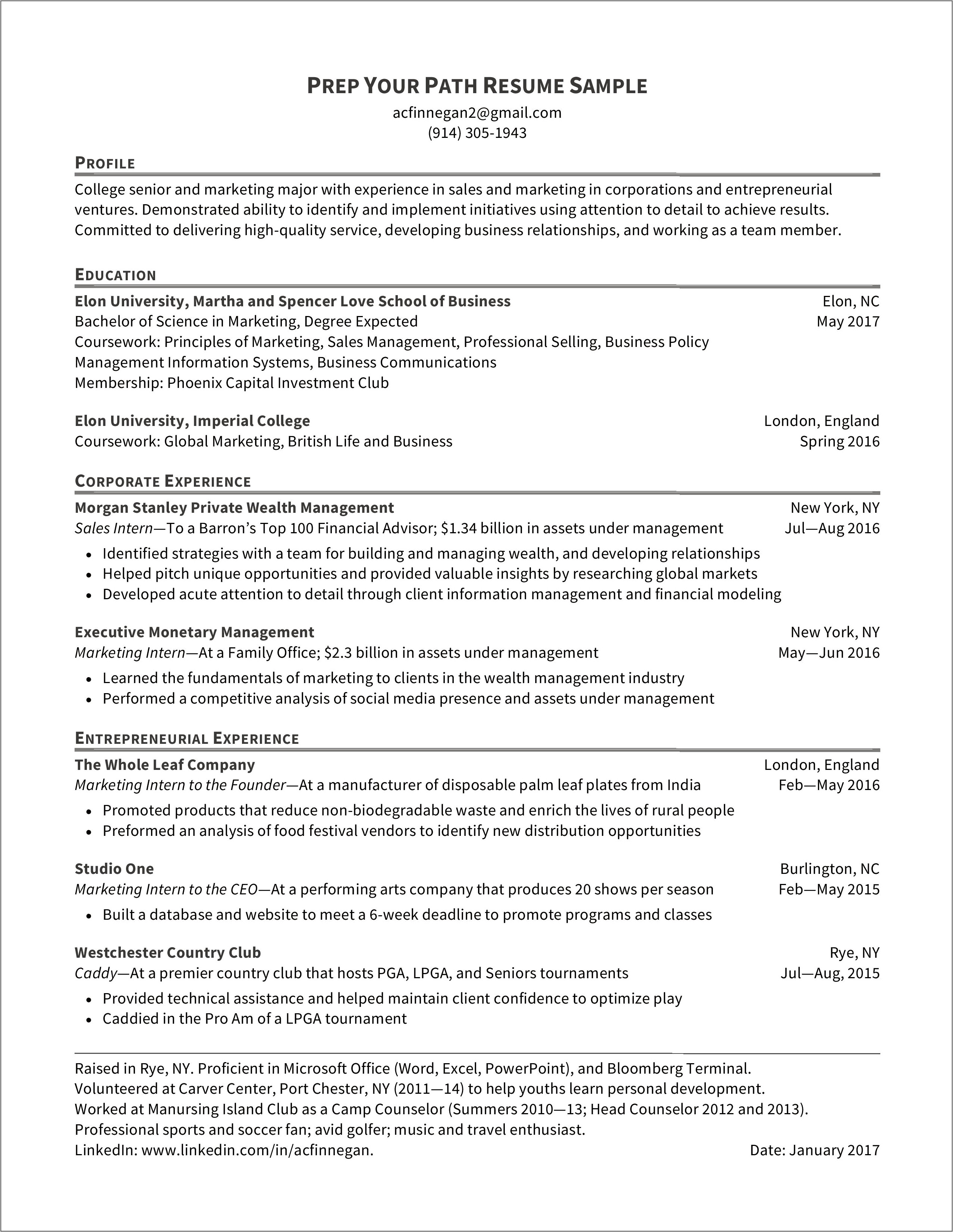 Resume For Wealth Management Advisor