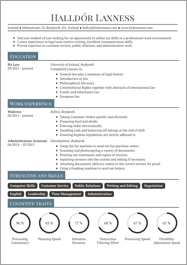 Resume For Working Student Example