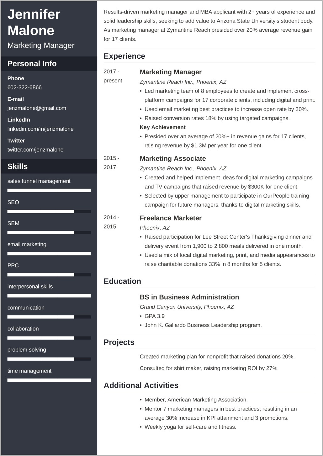 Resume Format Examples Holy Cross