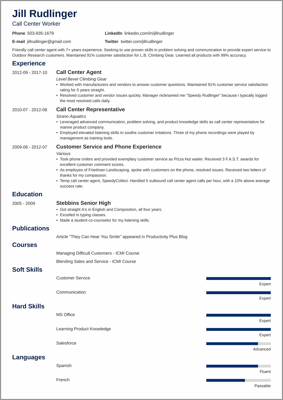 Resume Format For Bpo Job