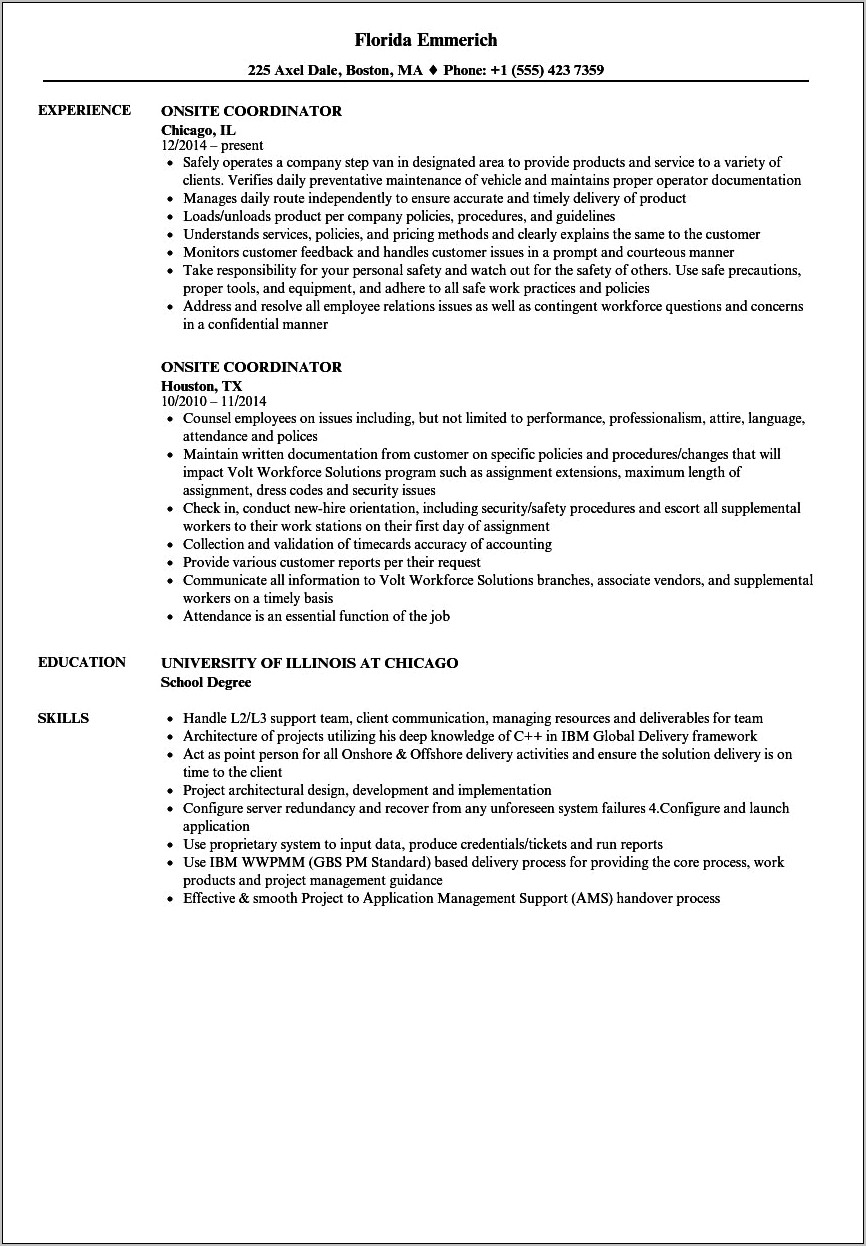 Resume Format For Offshore Jobs