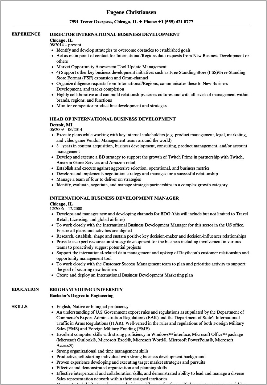 Resume Format For Overseas Job