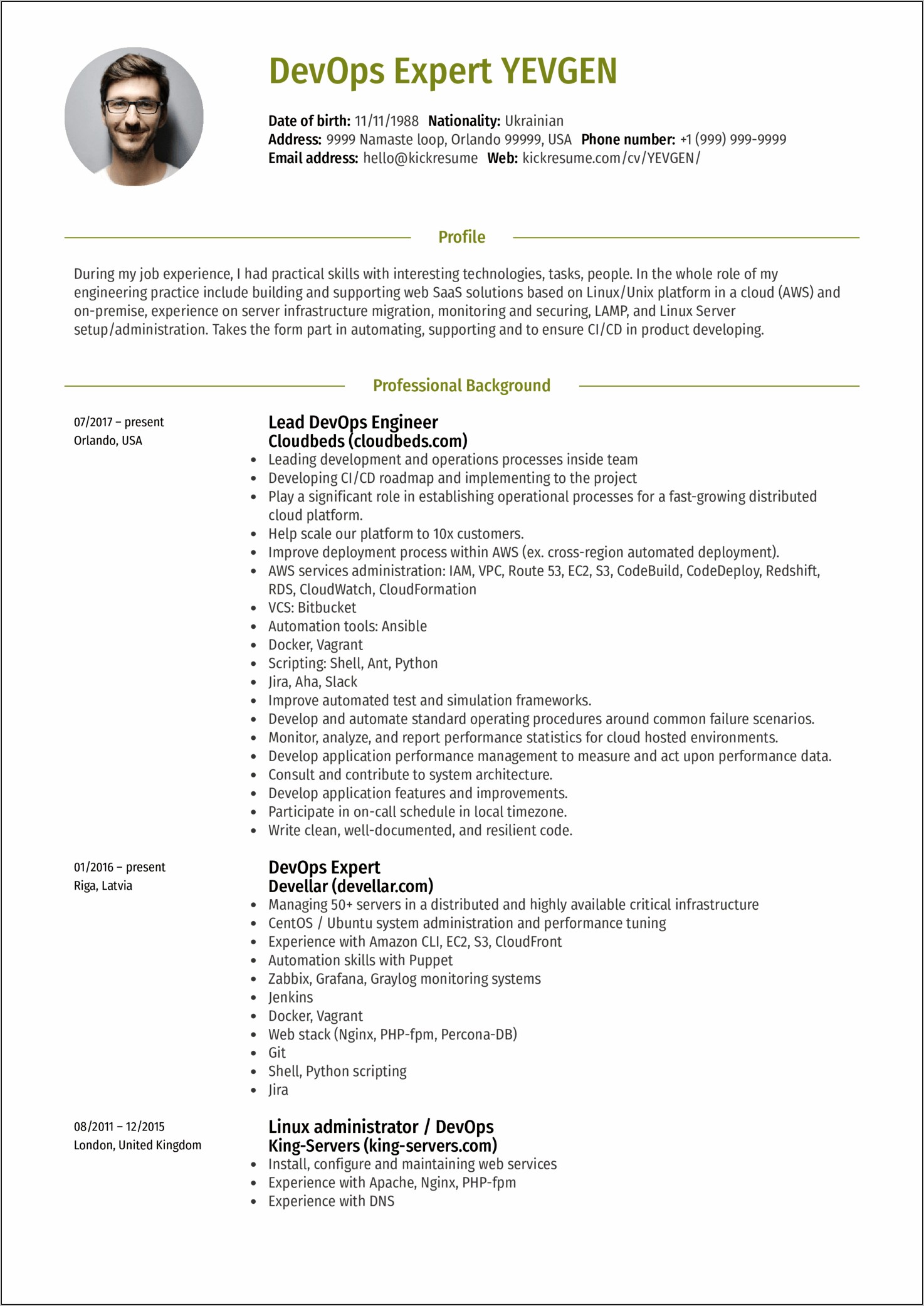 Resume Format For Technical Job