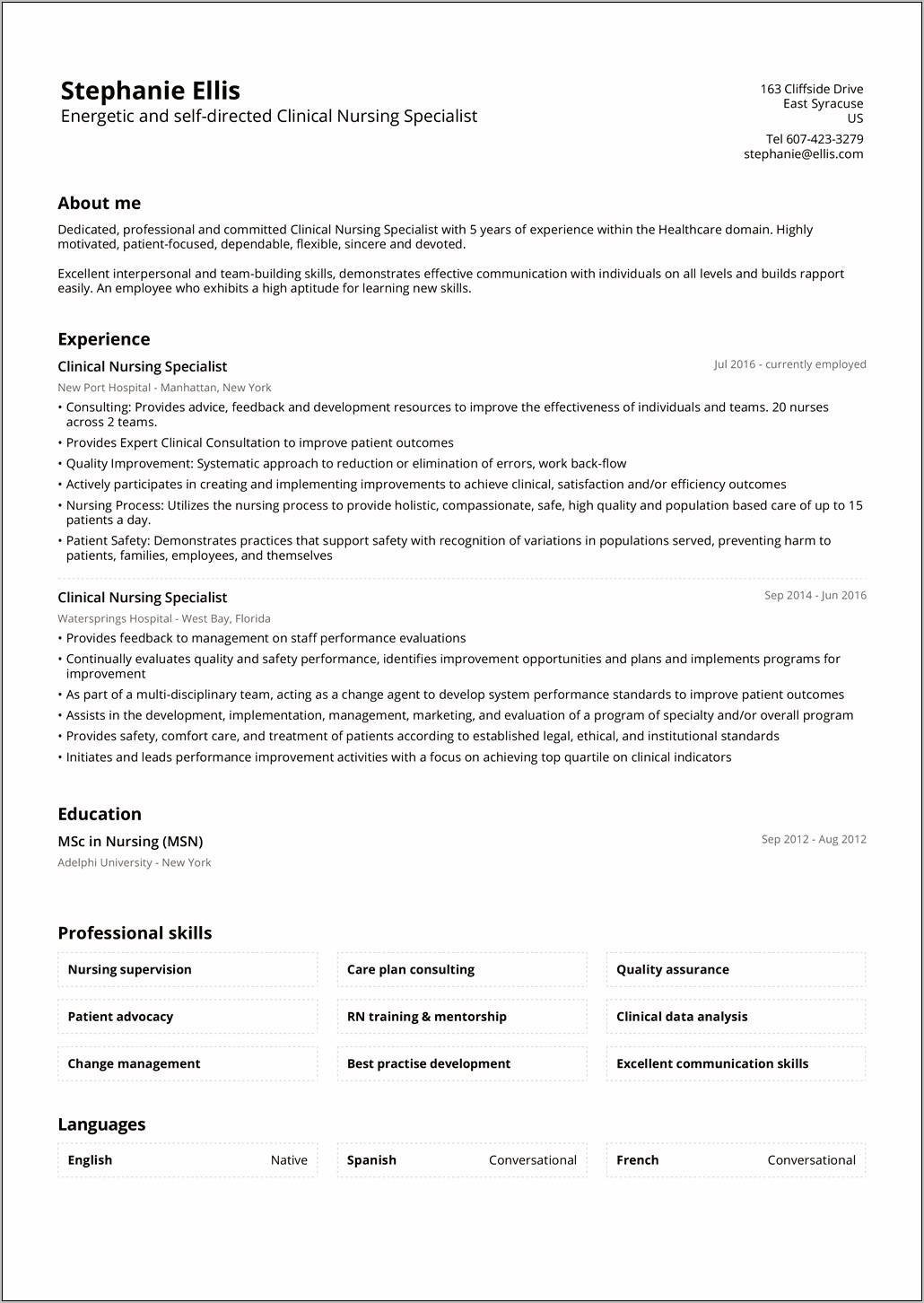 Resume Format For Us Jobs