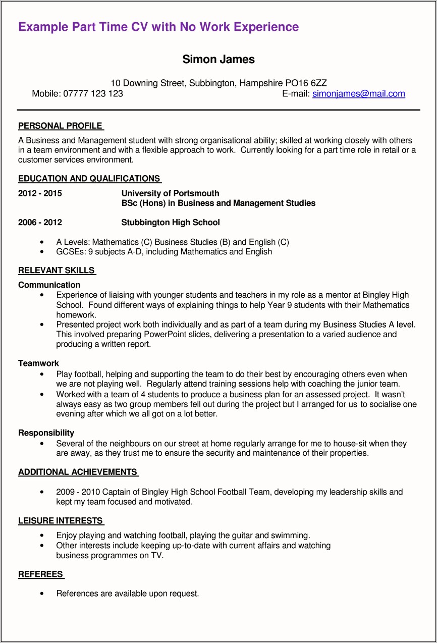 Resume Full Time Job Obj