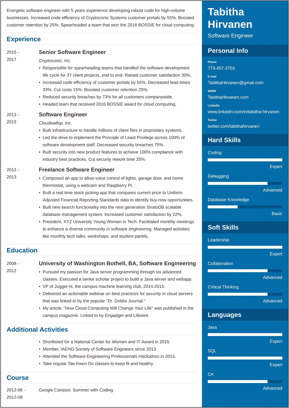 Resume Garmin Software Engineer Example