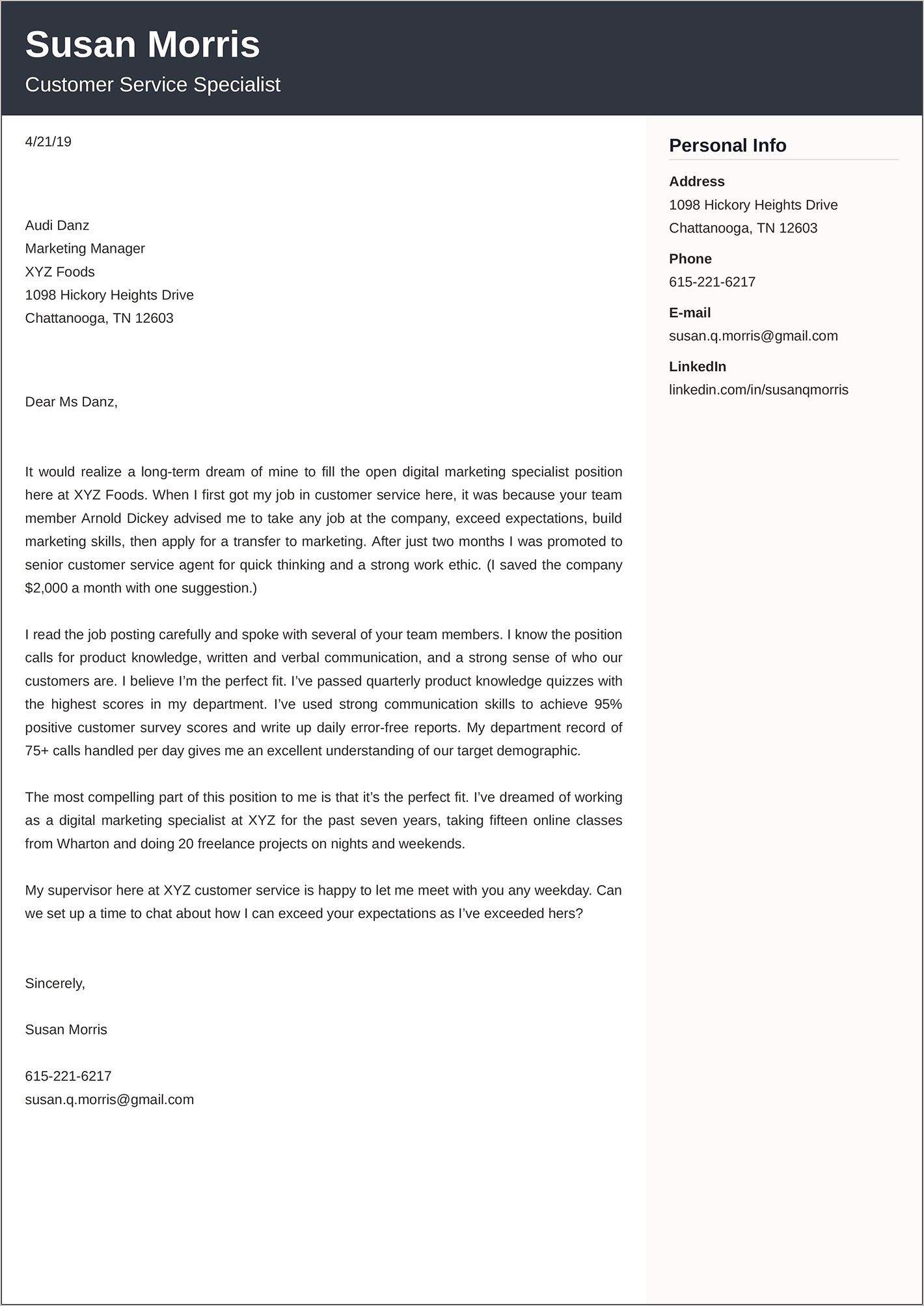 Resume Good Cover Letter Examples