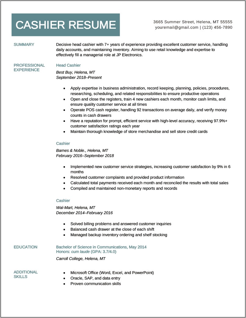 Resume Interests Examples Customer Service