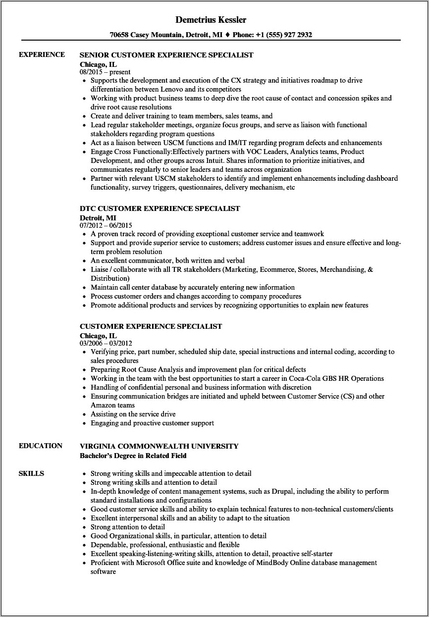Resume Job Sears Job Experience