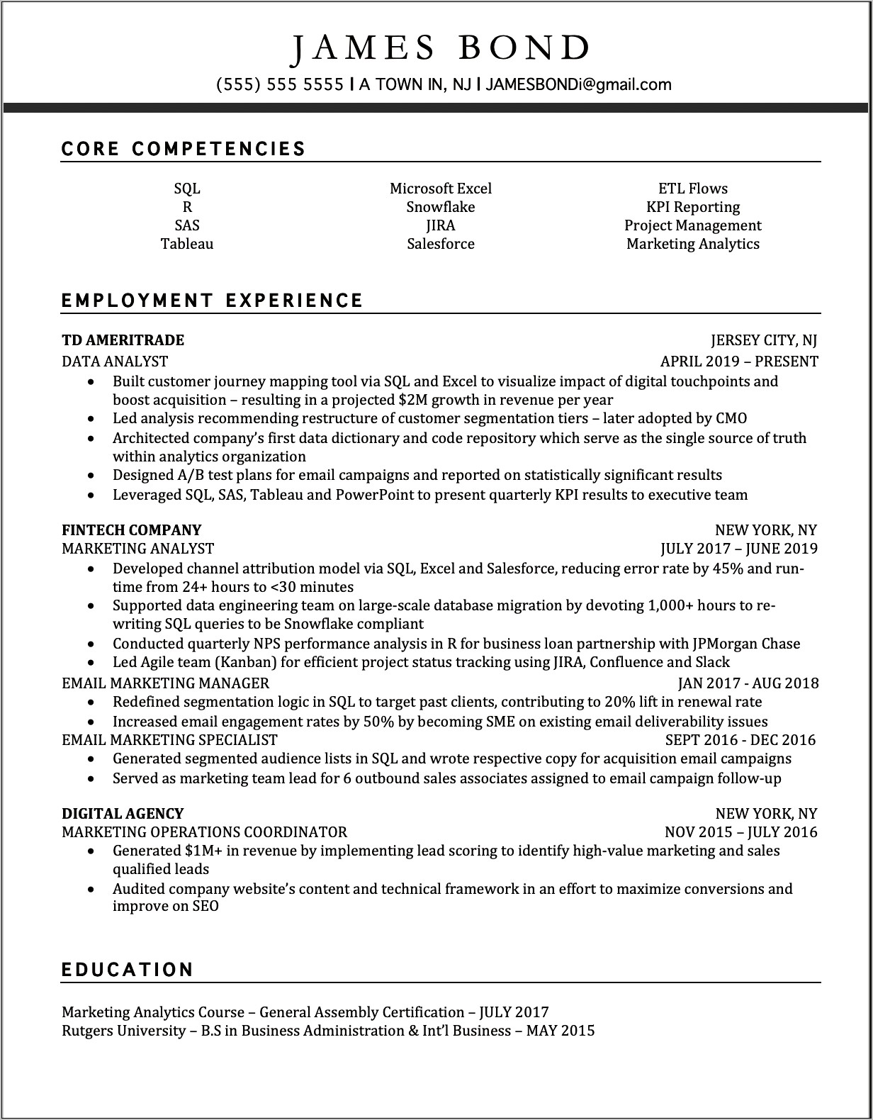Resume Job With Multiple Titles