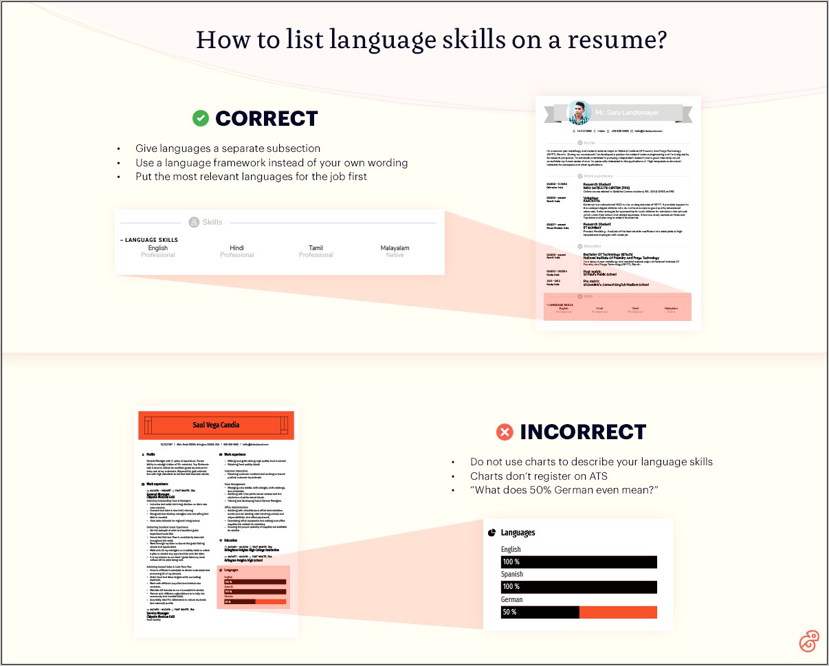 Resume Language Skills Fluent Proficient