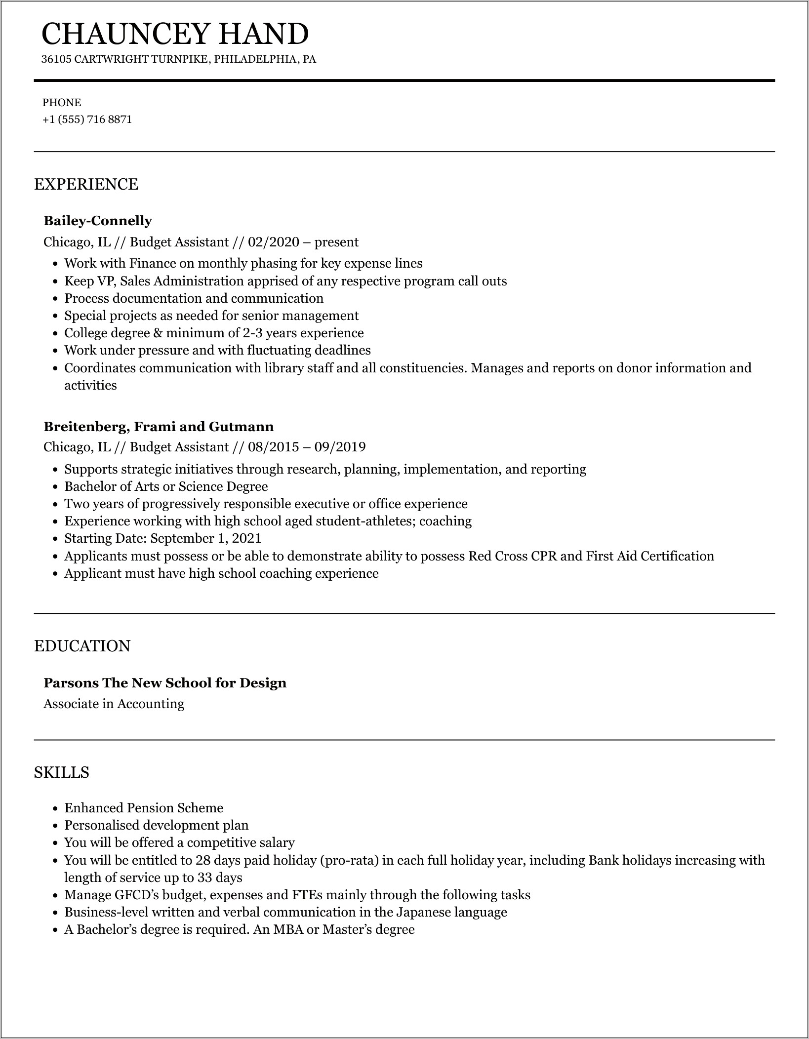 Resume Managing Budget That Fluctuated