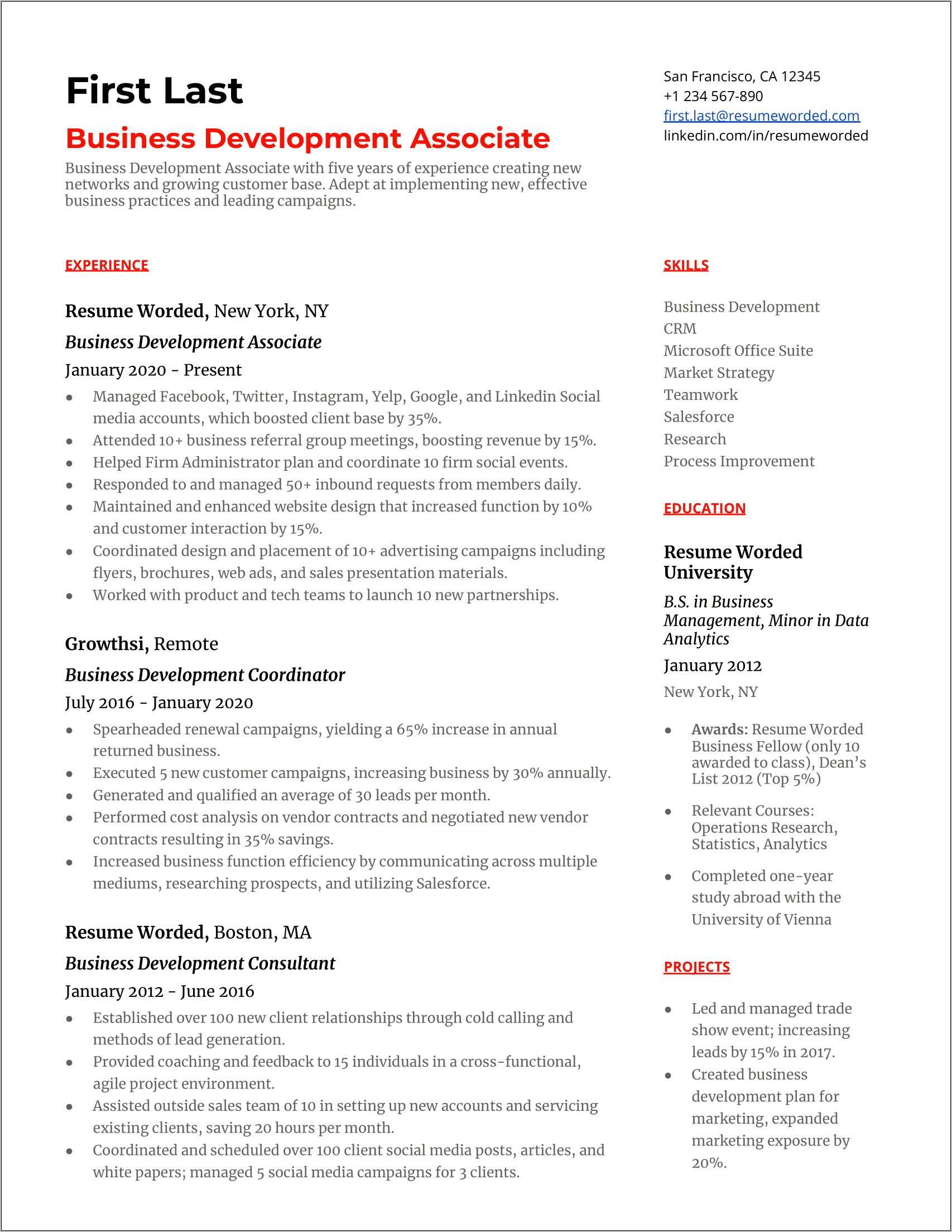 Resume Objective Business Sale Developer