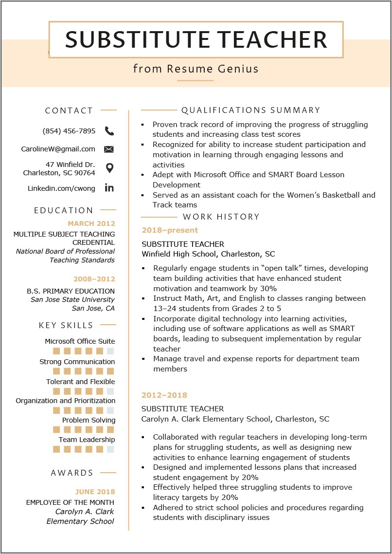 Resume Objective Examples For Paraprofessional