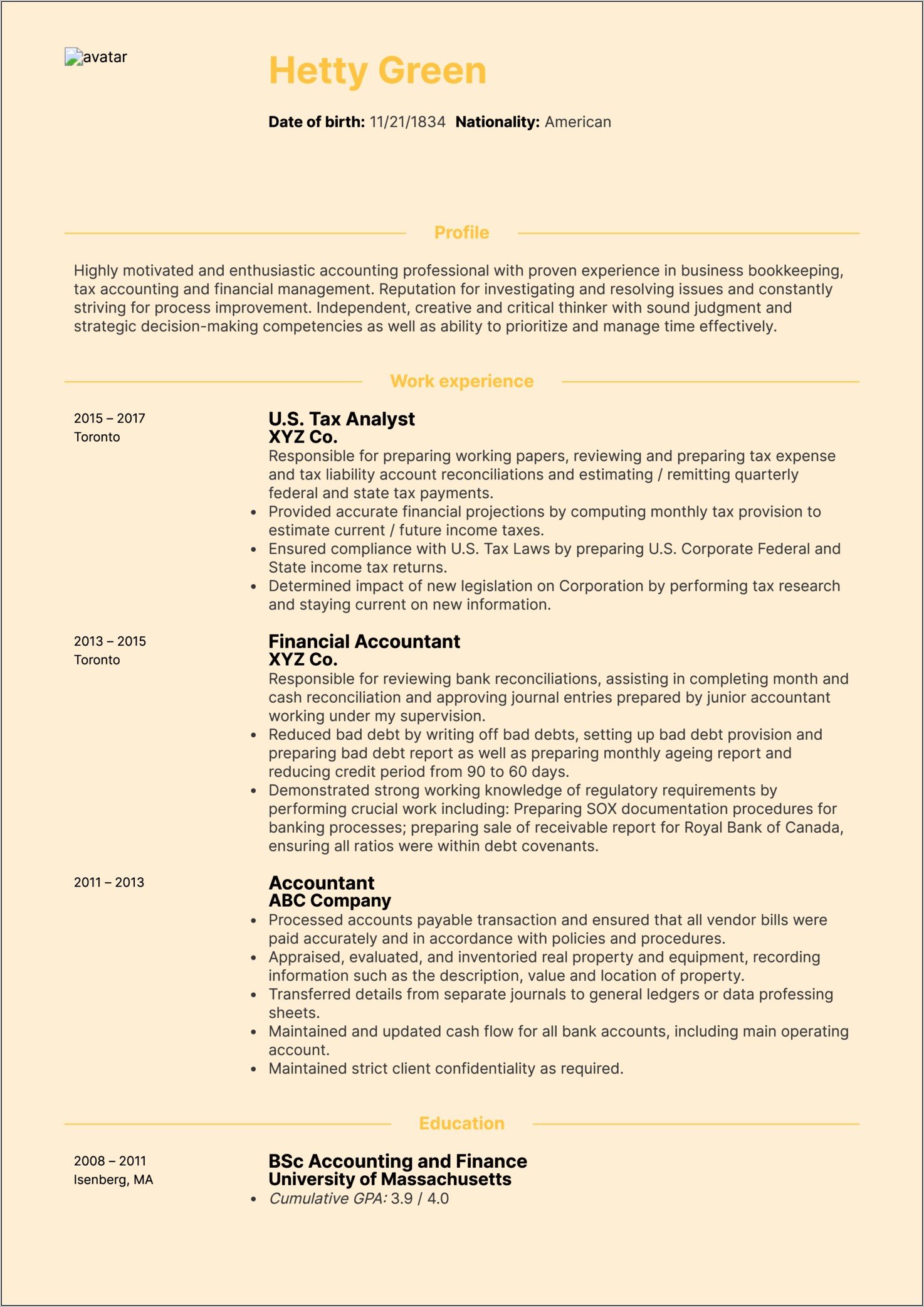 Resume Objective Examples General Accountant