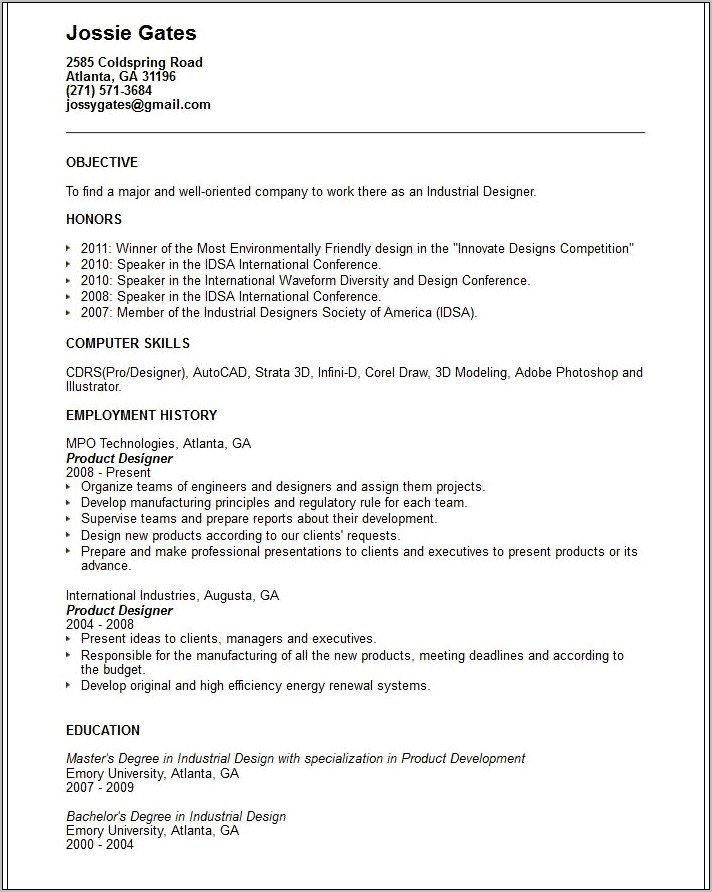 Resume Objective Examples Graphic Design