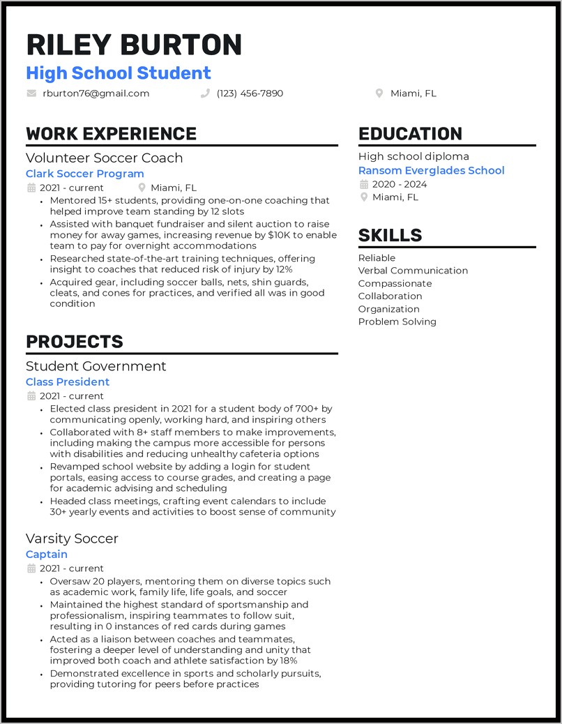 Resume Objective Examples High School