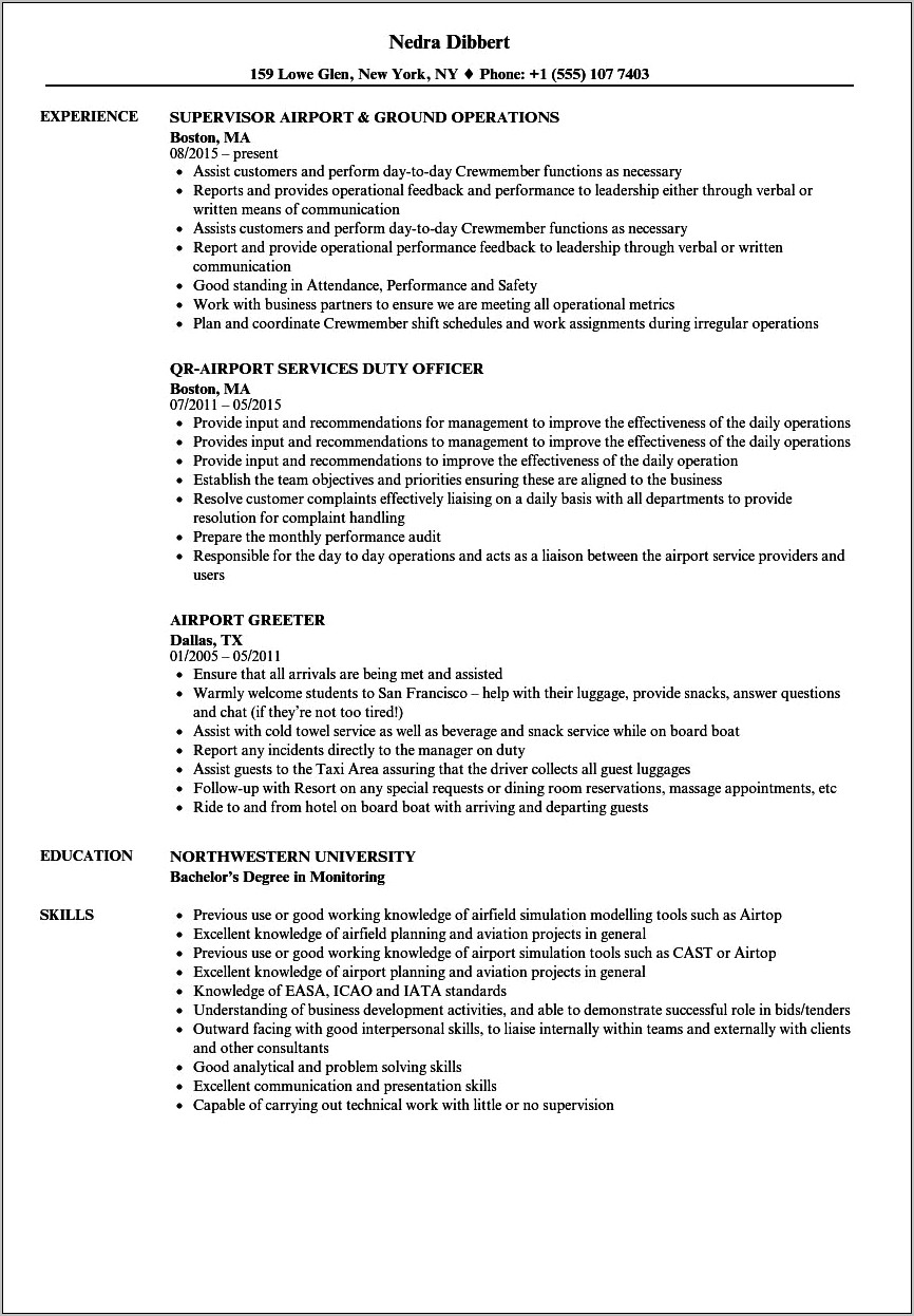 Resume Objective For Airline Jobs