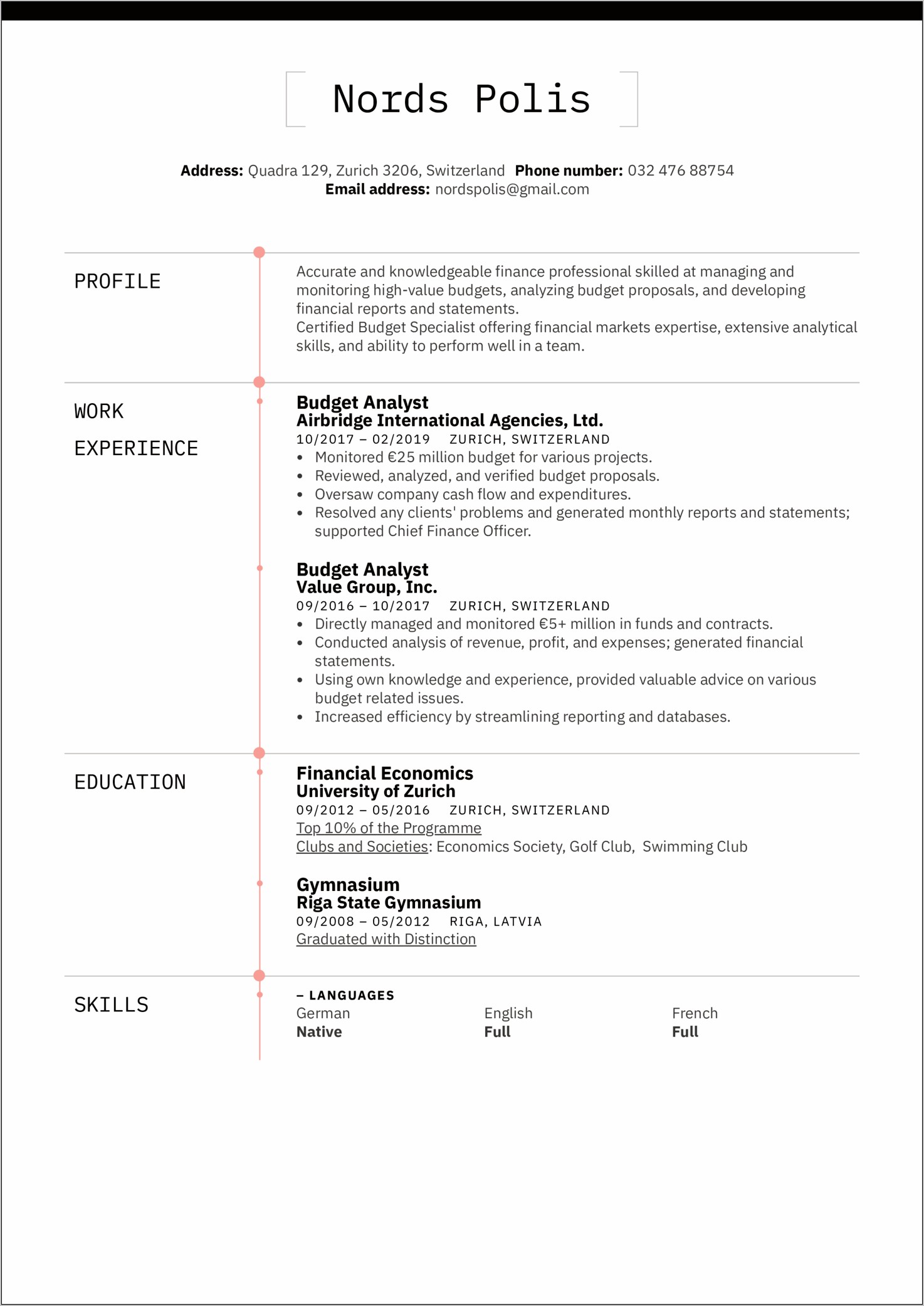 Resume Objective For Budget Analyst