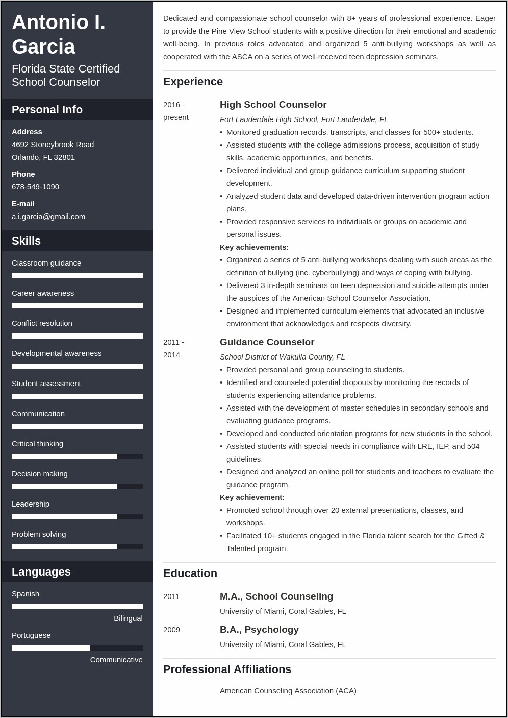 Resume Objective For Career Counselor