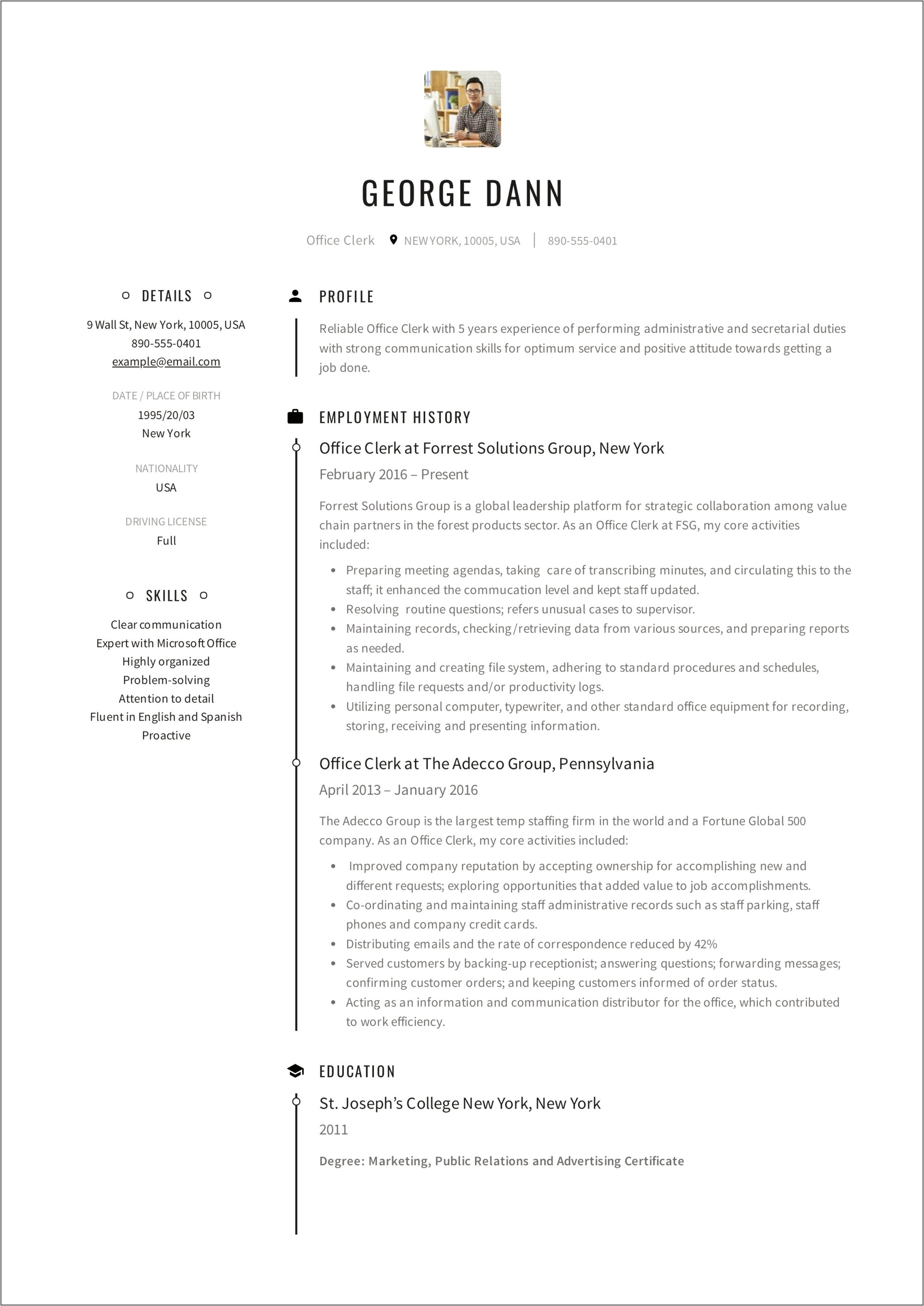 Resume Objective For City Clerk