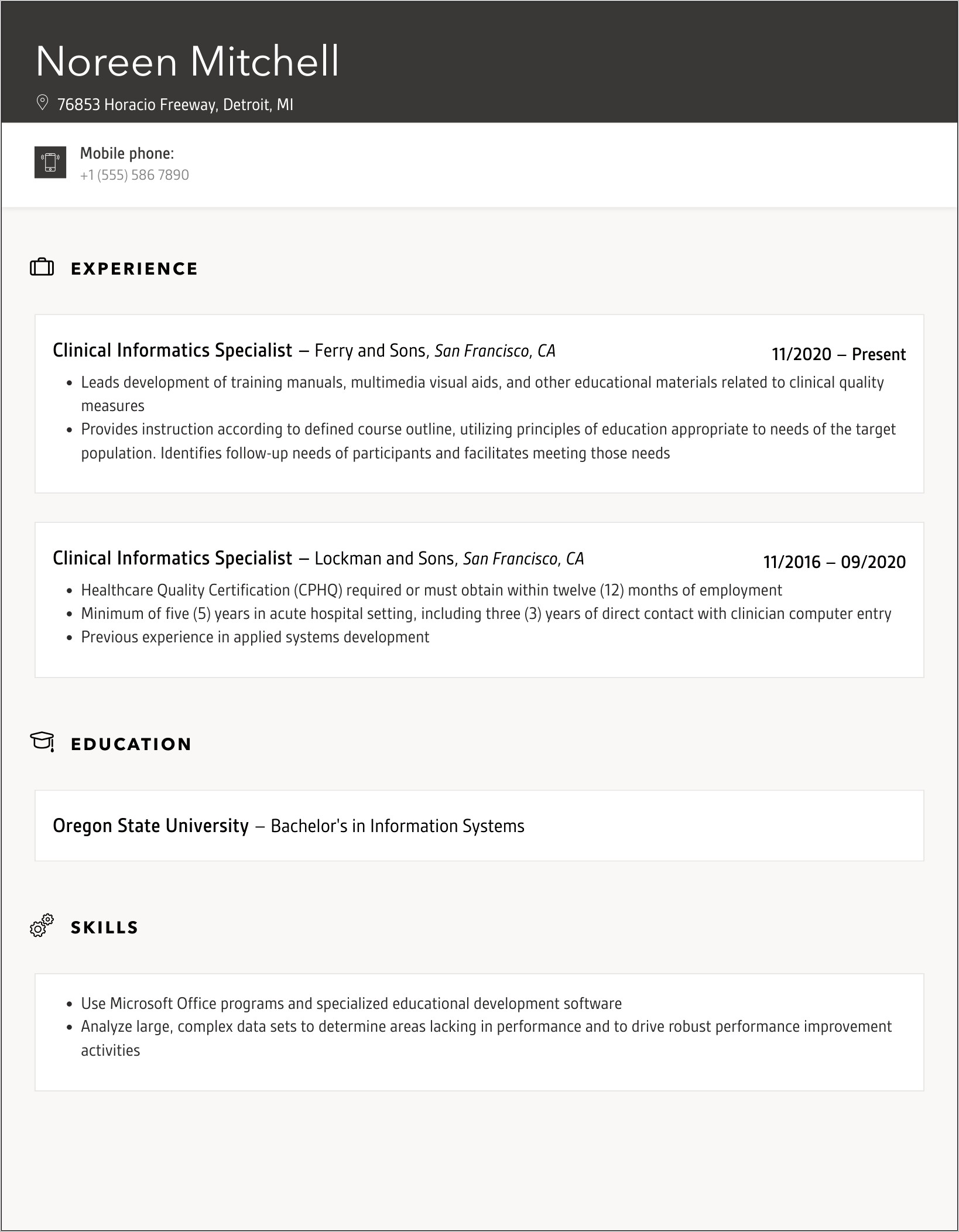 Resume Objective For Clinical Informatics