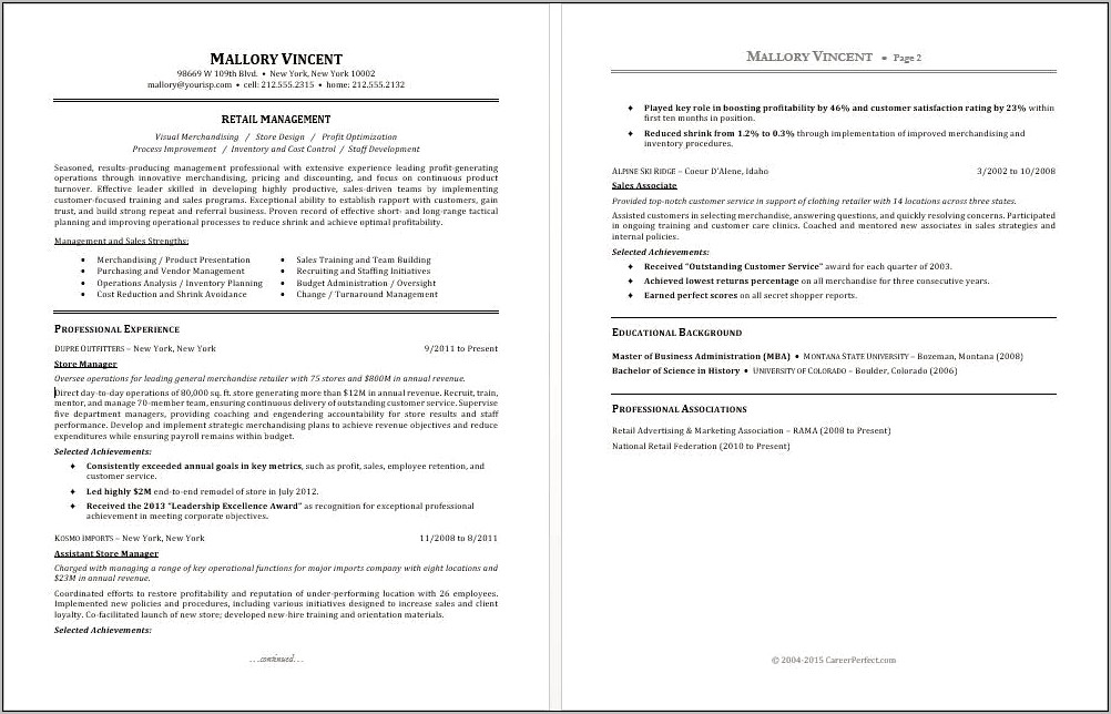 Resume Objective For Department Store