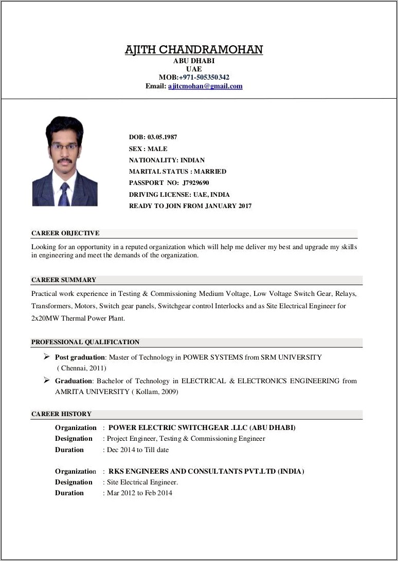 Resume Objective For Electronics Engineer