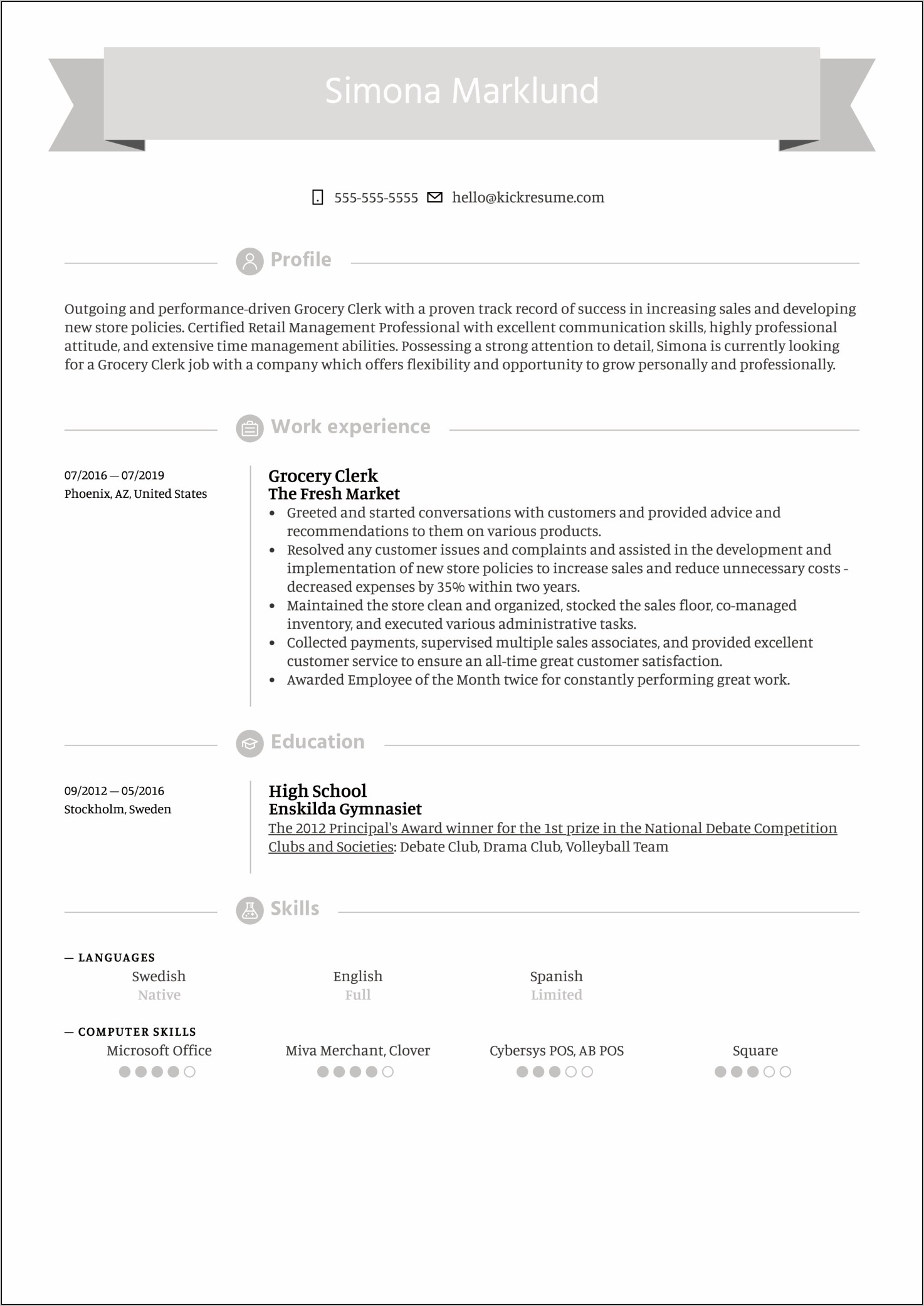 Resume Objective For Grocer Store