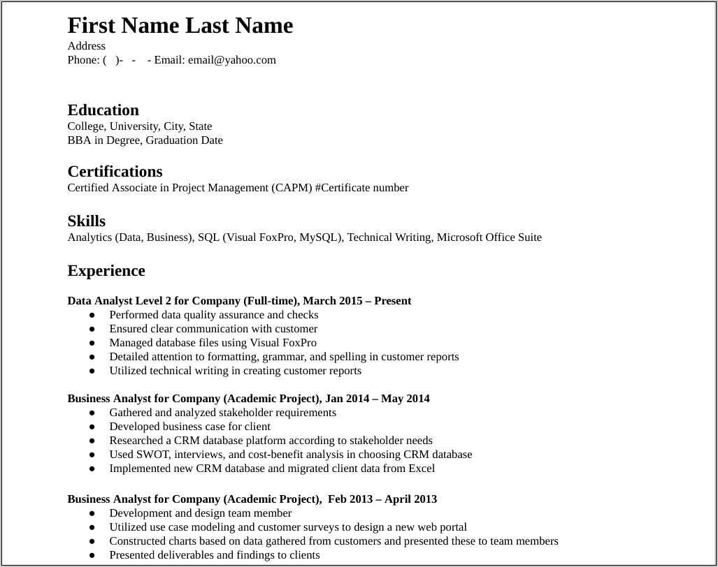 Resume Objective For Internal Position