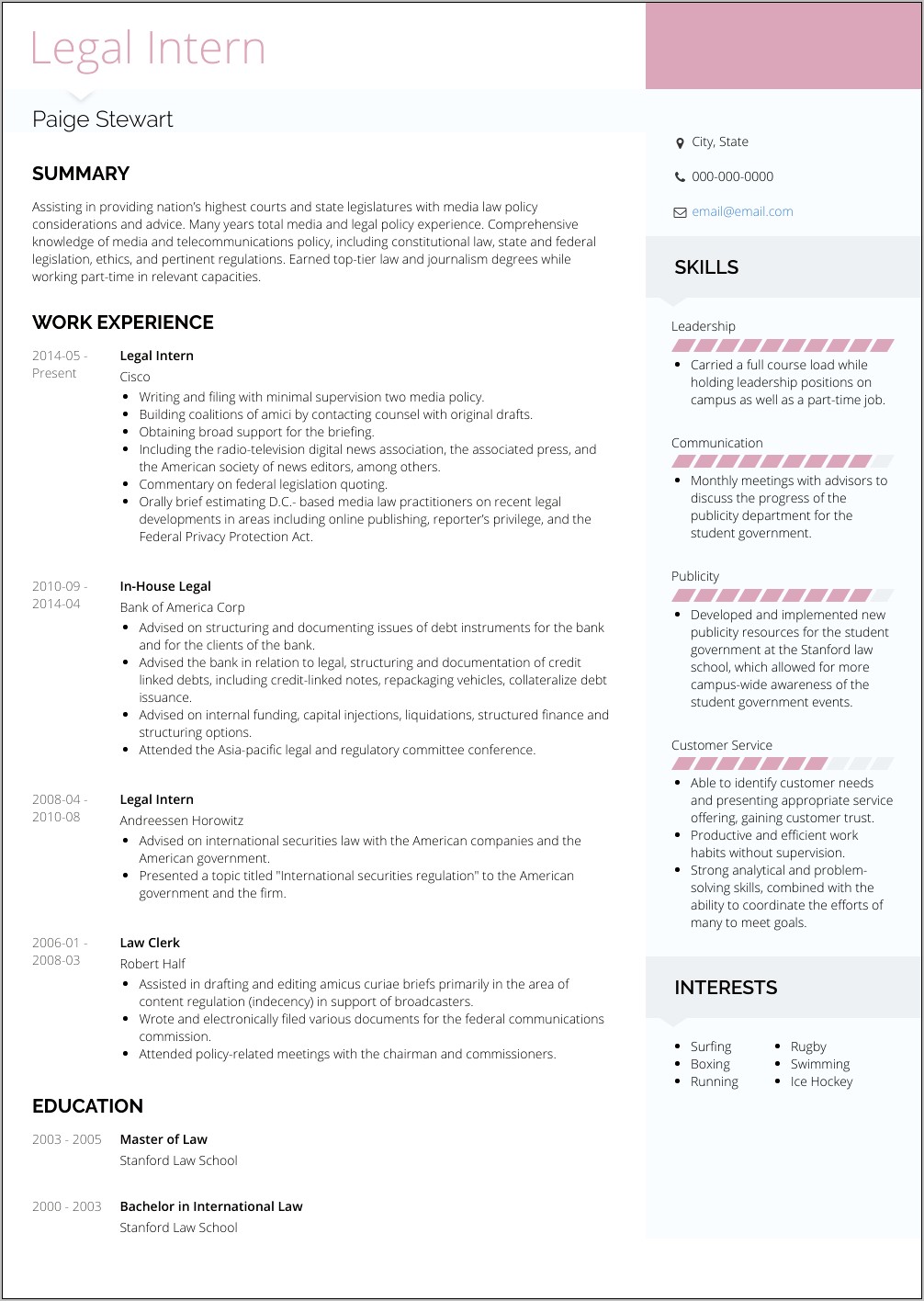 Resume Objective For Magazine Internship