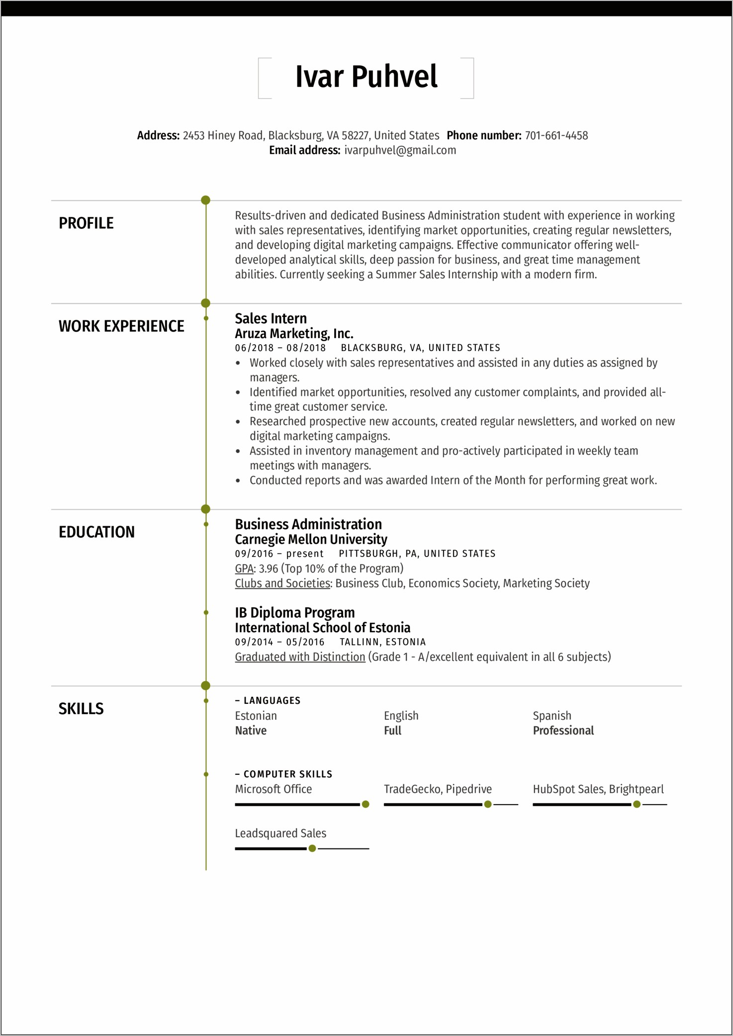 Resume Objective For Mba Internship