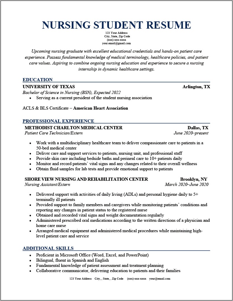 Resume Objective For Office Nurse