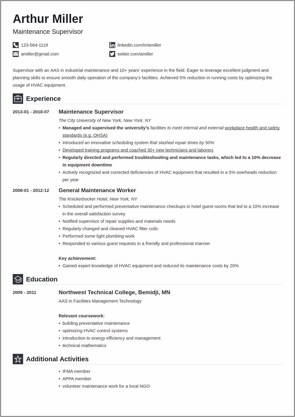 Resume Objective For Residence Maintenance