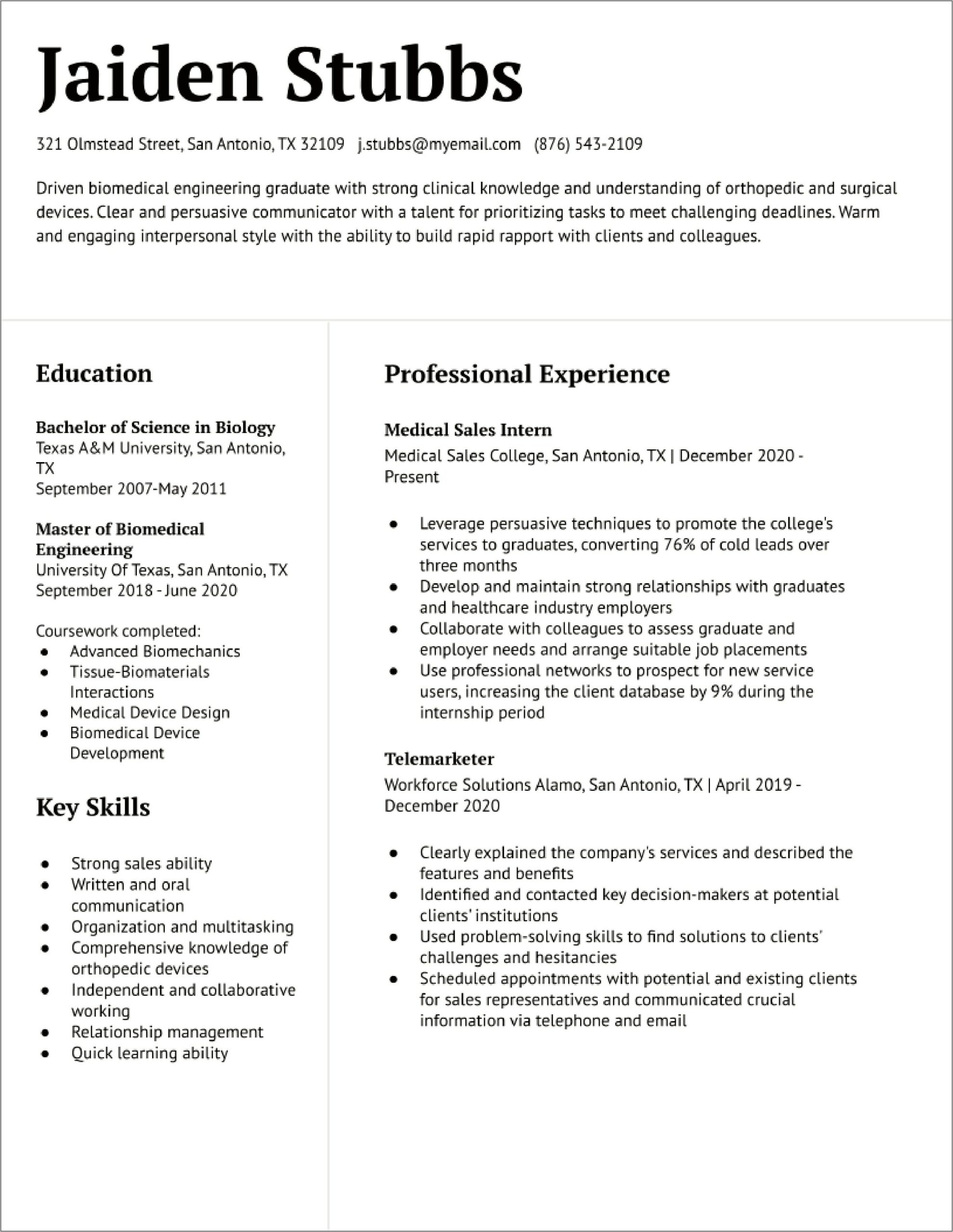 Resume Objective For Sales Position
