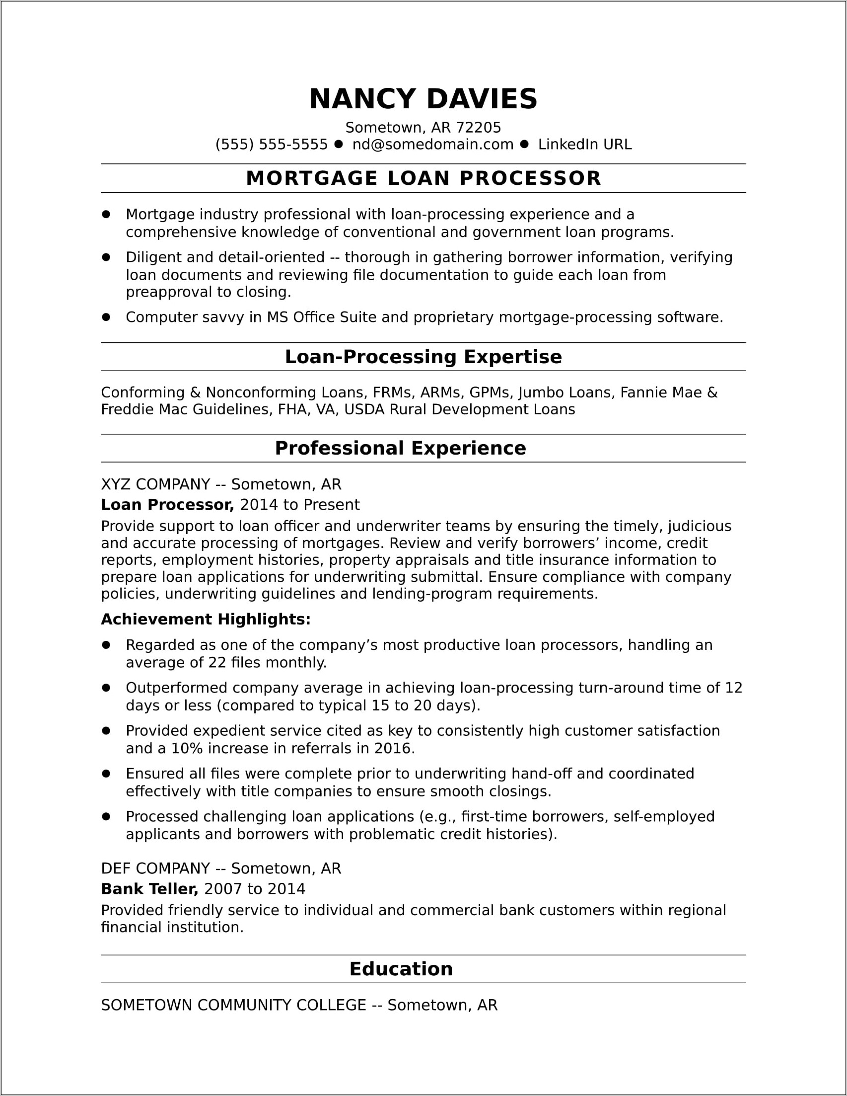 Resume Objective For Title Company