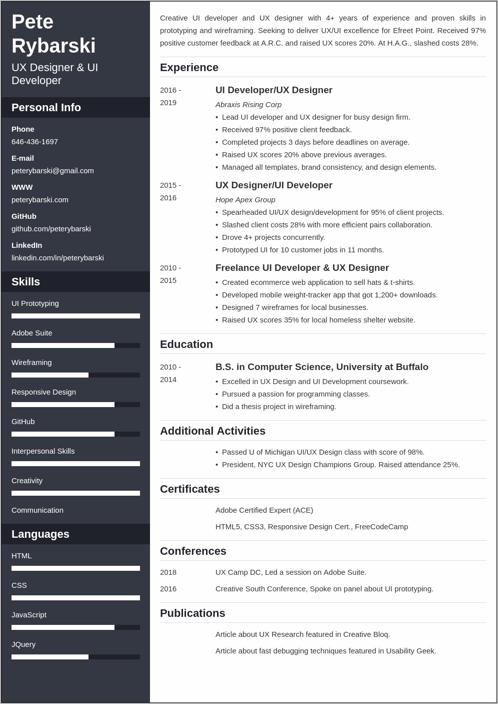 Resume Objective For Ui Designer