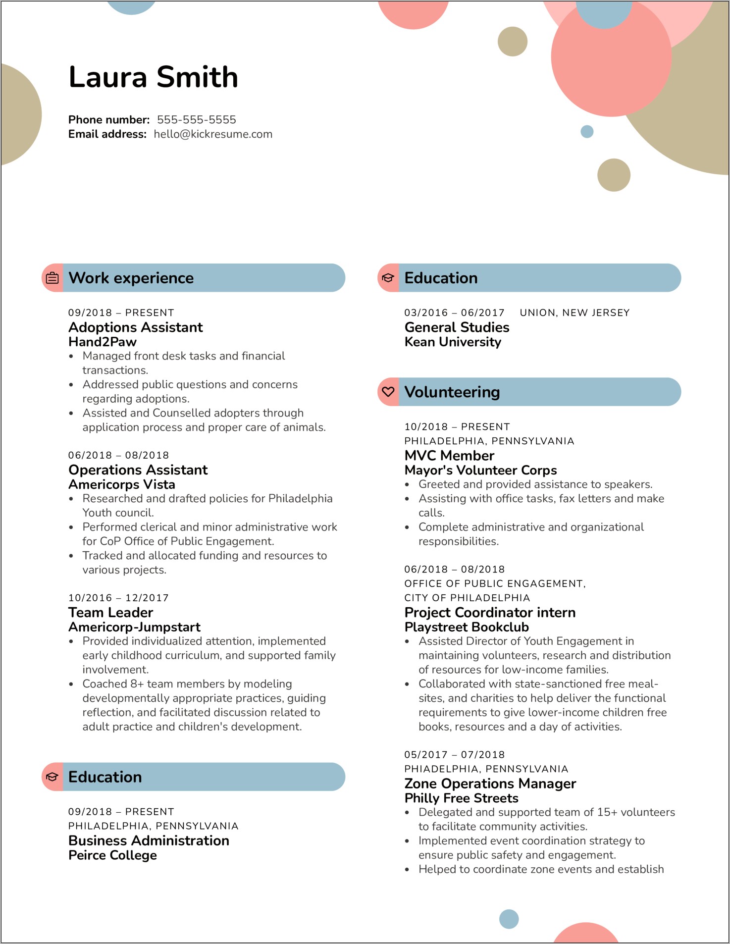 Resume Objective For Volunteer Coordinator