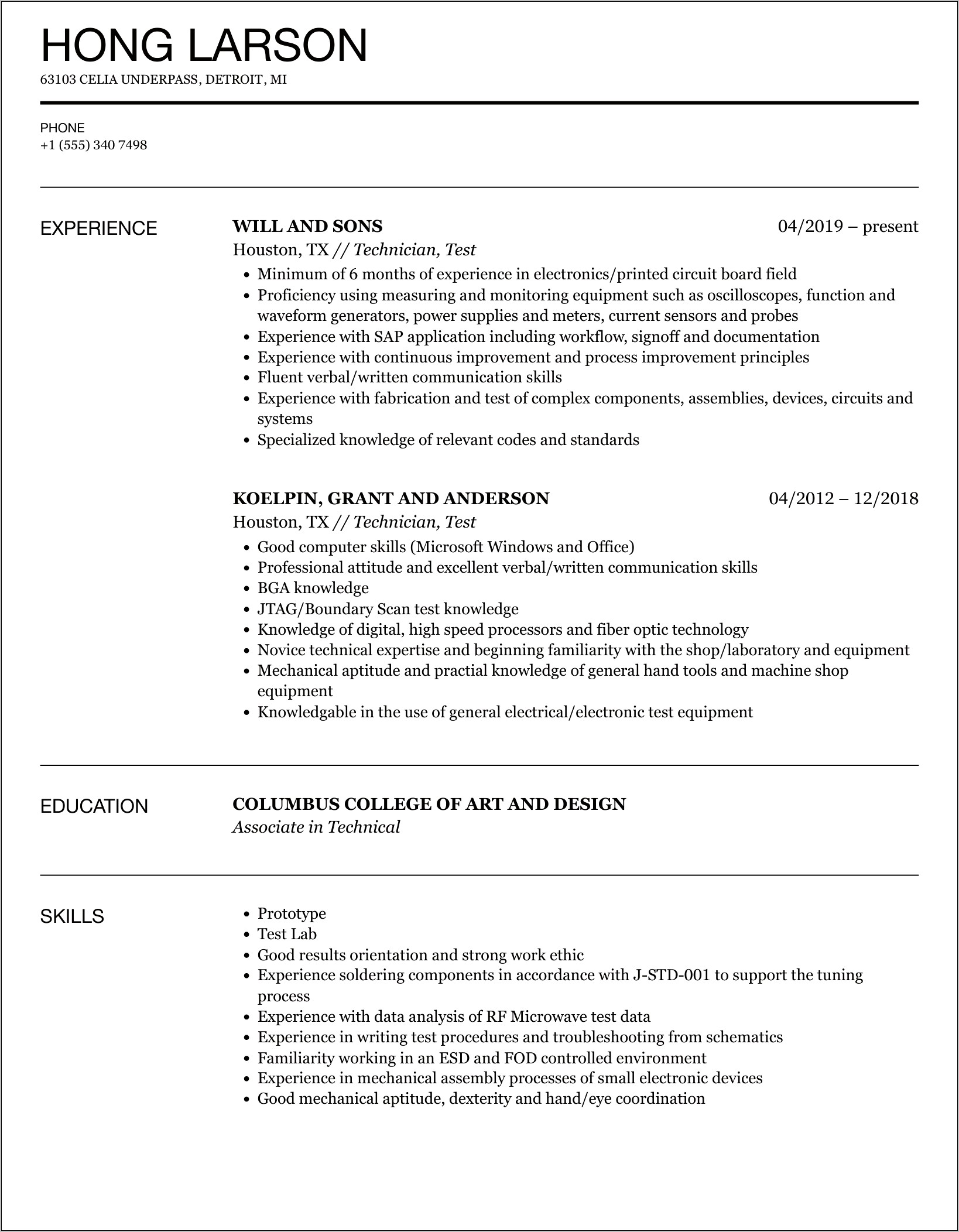 Resume Objective Fuel Tech Tester