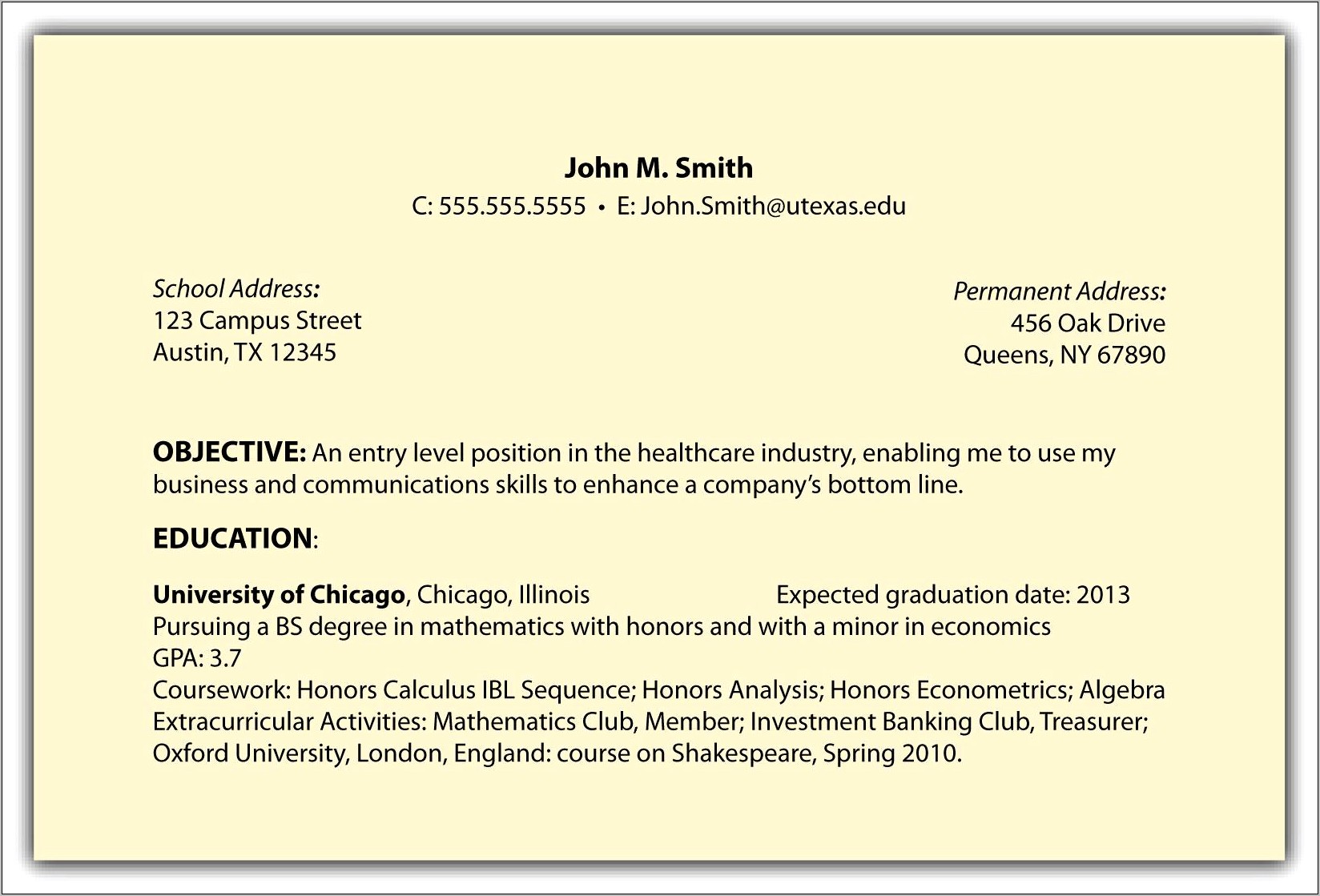 Resume Objective Higher Education Examples