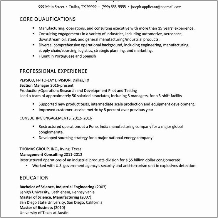 Resume Objective Statement For Consultants