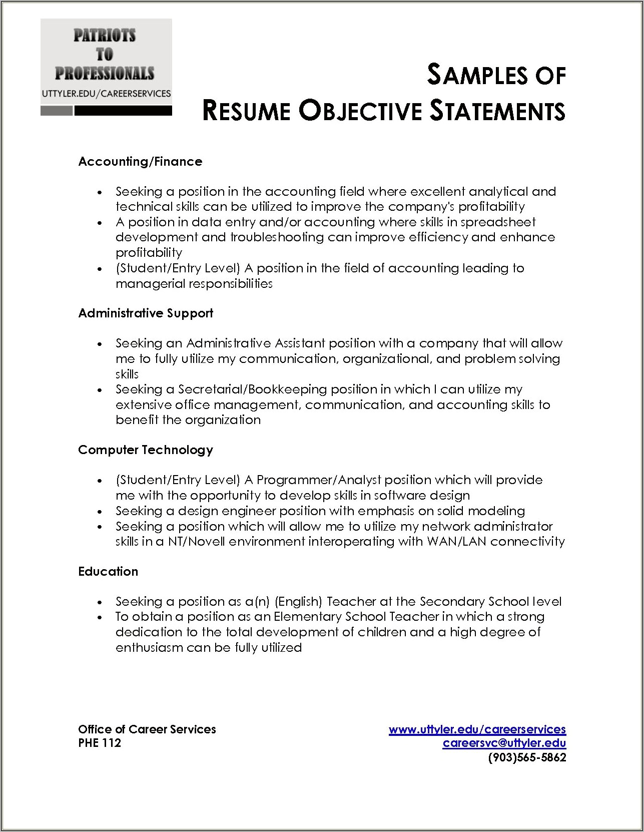 Resume Objective Statement It Professional